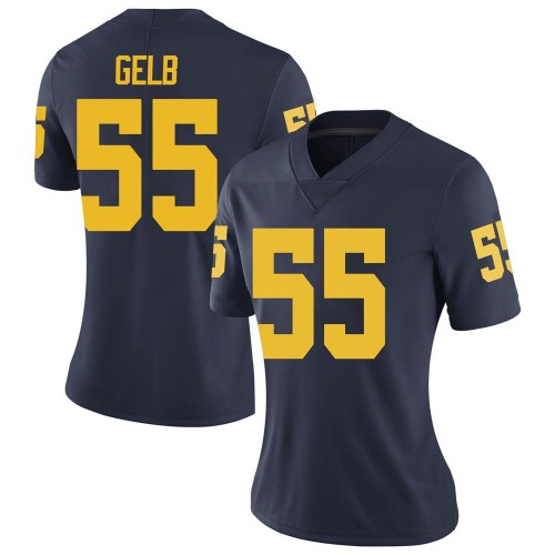 Mica Gelb Michigan Wolverines Women's NCAA #55 Navy Limited Brand Jordan College Stitched Football Jersey NOD5854PX